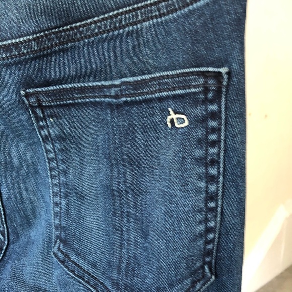 RAG & BONE Women’s High Rise Ankle Skinny Alembic Blue Raw Hem Jeans EUC Size 25 - Picture 7 of 10